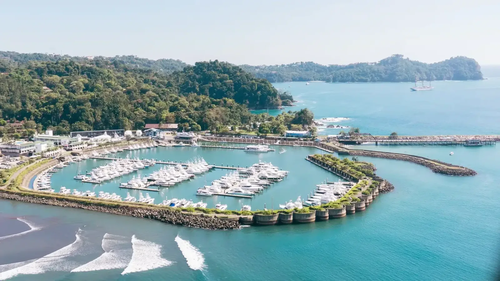 Aerial of Marina Pez Vela in Quepos, Costa Rica