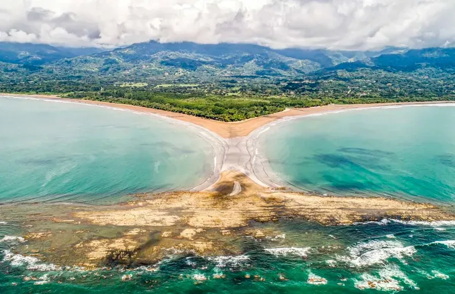 Uvita whale-tail beach in the Costa Rica South Pacific
